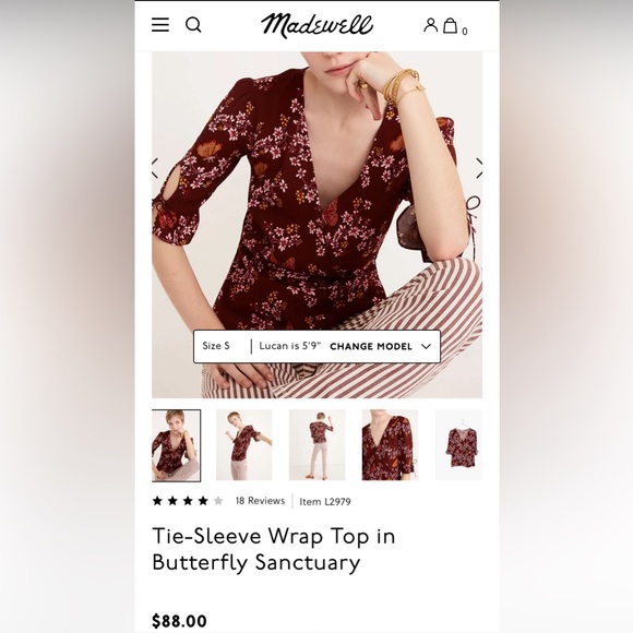 Madewell Tie-Sleeve Wrap Top in Butterfly Sanctuary - Picture 4 of 7